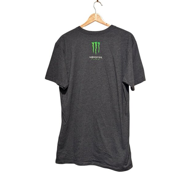 Monster Energy Gray Short Sleeve Graphic Logo Skater Mens T-shirt Sz Large - Picture 3 of 7